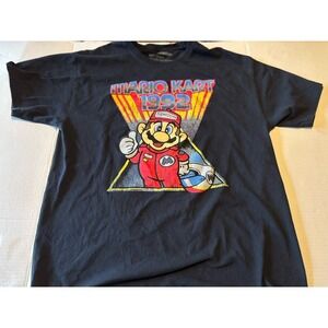 Nintendo Mario Kart 1992 T-Shirt  Black Men Size Boys L Famicon